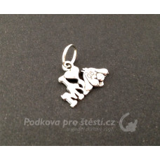 Přívěsek kovový 17x12 mm – love my dog