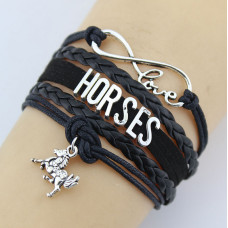 Náramek I LOVE horses / RŮZNÉ BARVY A PŘÍVĚSKY